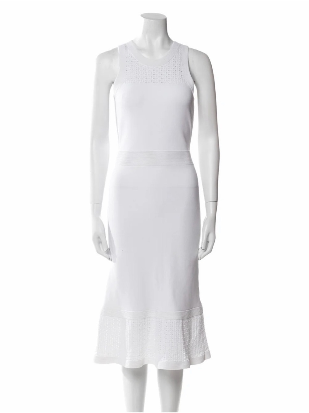 Michael Kors White Sleeveless Knit Midi Dress
